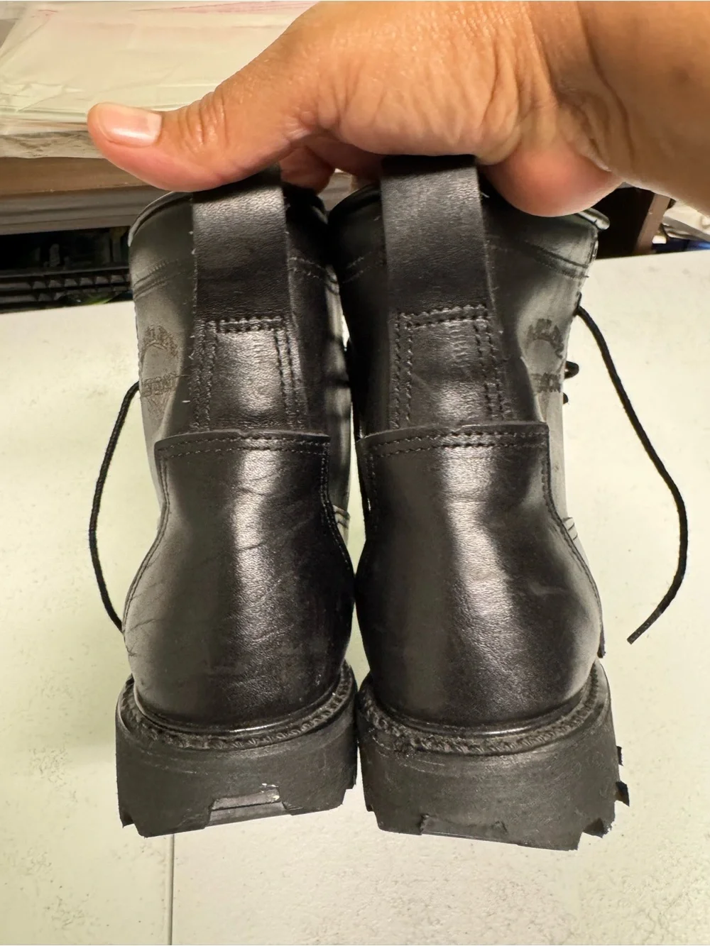Harley-Davidson Black Leather Lace-Up Motorcycle Boots
